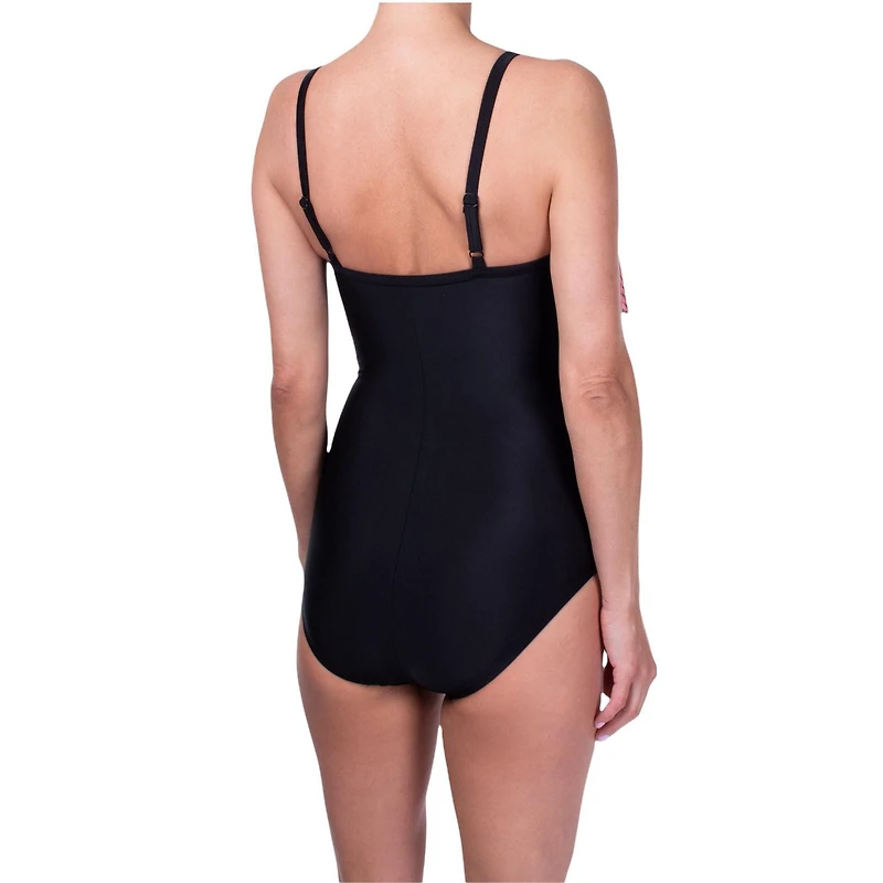 Ibiza Tiered one piece mesh ruffle is very flattering and slimming. Adjustable straps, soft cups, and tummy control  for added support and comfort.