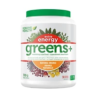 Genuine Health Greens+ Extra Energy, Green Superaliment, Non GMO, Orange Naturelle, 399g, 30 Portions