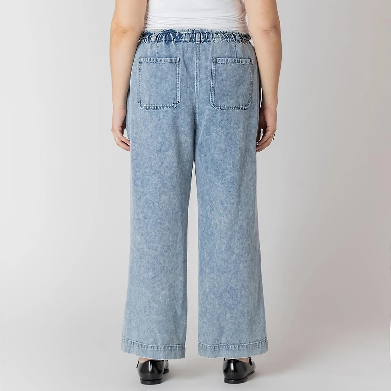 Devoted Pantalon en denim droit avec taille élastique