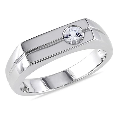 Bague pour hommes Miabella avec saphir blanc 1/3 CT PBT en argent sterling