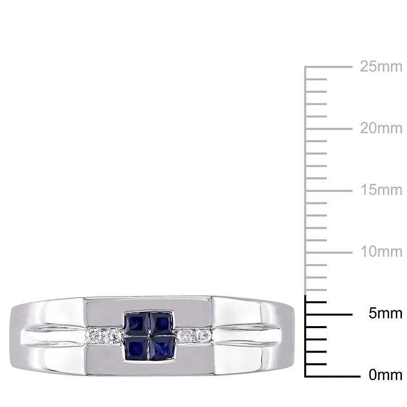 Tangelo 1/3 Carat T.G.W. Sapphire and Diamond Accent Sterling Silver Men's Ring