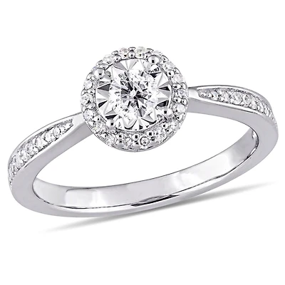 Miabella 1/3 Carat T.W. Diamond Sterling Silver Halo Engagement Ring