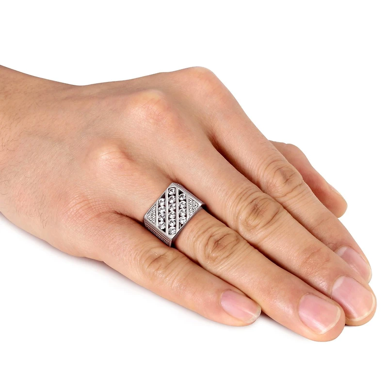 Bague pour hommes Miabella avec saphirs blancs synthétiques 1-4/5 CT PBT en argent sterling