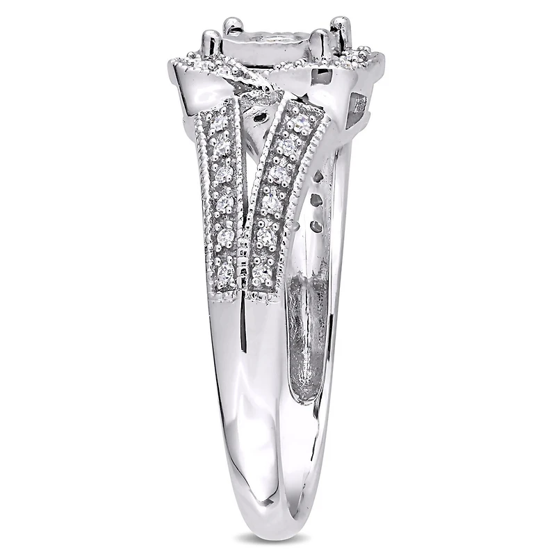 Bague de fiançailles rétro Miabella avec diamants 1/5 CT poids total en argent sterling