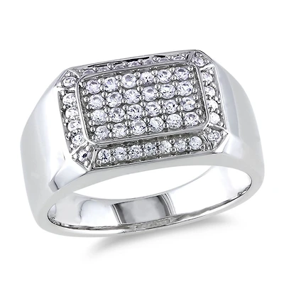 Miabella 5/8 Carat T.G.W. White Sapphire Sterling Silver Men's Ring
