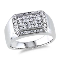 Miabella 5/8 Carat T.G.W. White Sapphire Sterling Silver Men's Ring