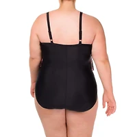 Ibiza  Maillot une piece taille plus avec volants est très flatteur et amincissant. Bretelles ajustables , bonnets souples et panneau minceur pour plus de soutien et de confort.
