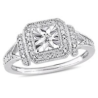 Bague de fiançailles rétro de forme auréole carrée Miabella avec diamants 1/5 CT poids total