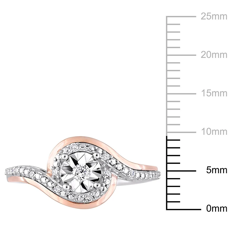 Bague de promesse torsadée Miabella avec diamants 1/10 CT poids total en or 10K double ton