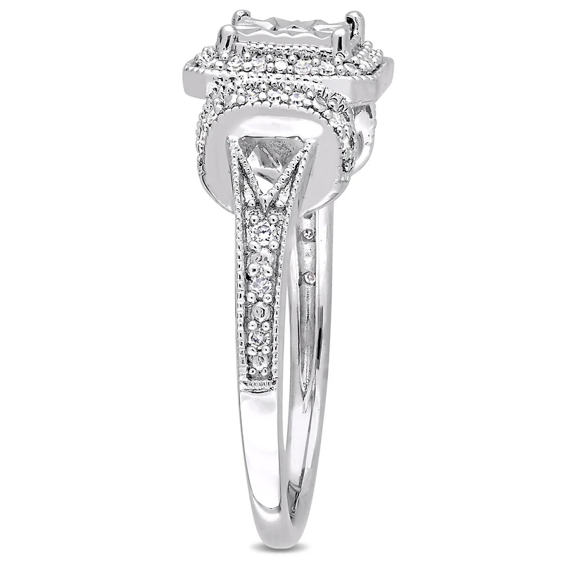 Bague de fiançailles rétro de forme auréole carrée Miabella avec diamants 1/5 CT poids total