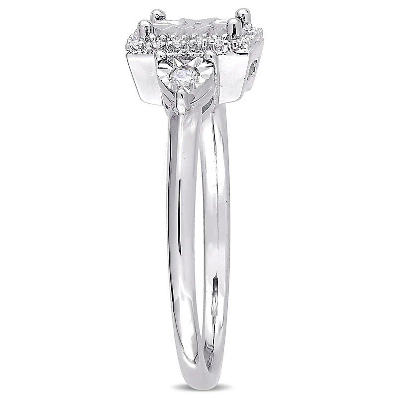 Miabella 1/6 Carat T.W. Diamond Three-Stone HALO Engagement Ring