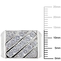 Miabella 1-4/5 Carat T.G.W. Created White Sapphire Sterling Silver Men's Ring