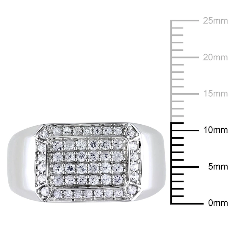 Miabella 5/8 Carat T.G.W. White Sapphire Sterling Silver Men's Ring