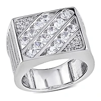 Miabella 1-4/5 Carat T.G.W. Created White Sapphire Sterling Silver Men's Ring