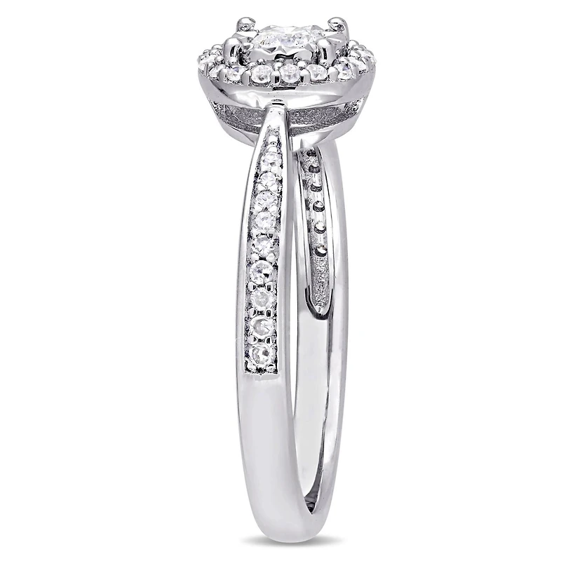 Miabella 1/3 Carat T.W. Diamond Sterling Silver Halo Engagement Ring