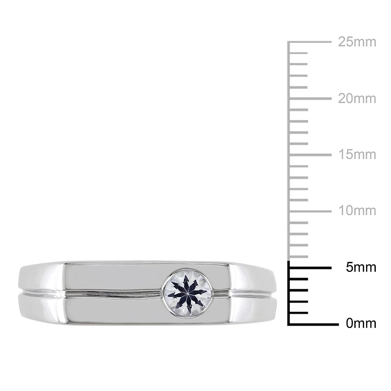 Miabella 1/3 Carat T.G.W. White Sapphire Sterling Silver Men's Ring