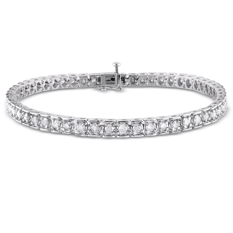 Bracelet tennis Miabella avec diamants 3 CT poids total en argent sterling, 7.25 po