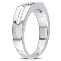 Tangelo 1/3 Carat T.G.W. Sapphire and Diamond Accent Sterling Silver Men's Ring