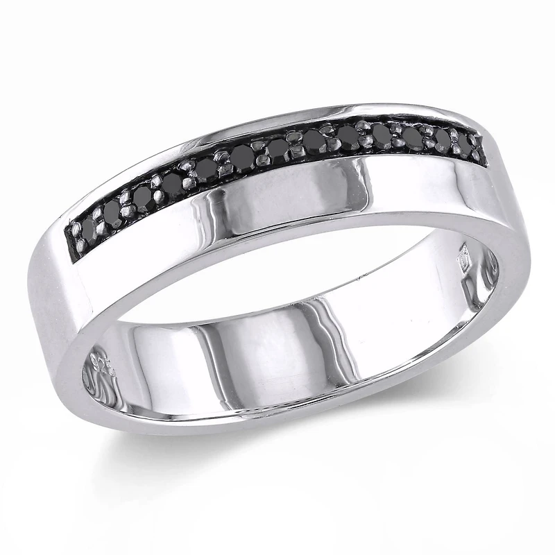 Bague pour hommes avec diamants noirs 1/5 CT poids total en argent sterling