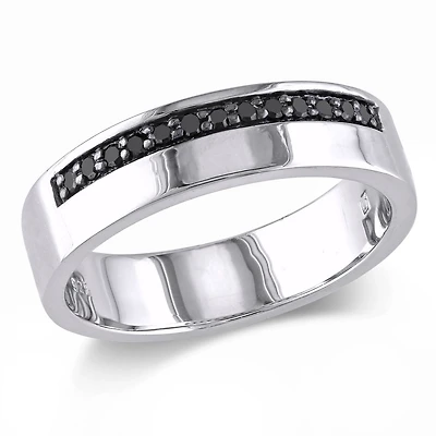 Bague pour hommes avec diamants noirs 1/5 CT poids total en argent sterling