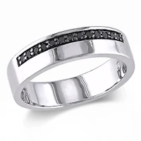 Bague pour hommes avec diamants noirs 1/5 CT poids total en argent sterling