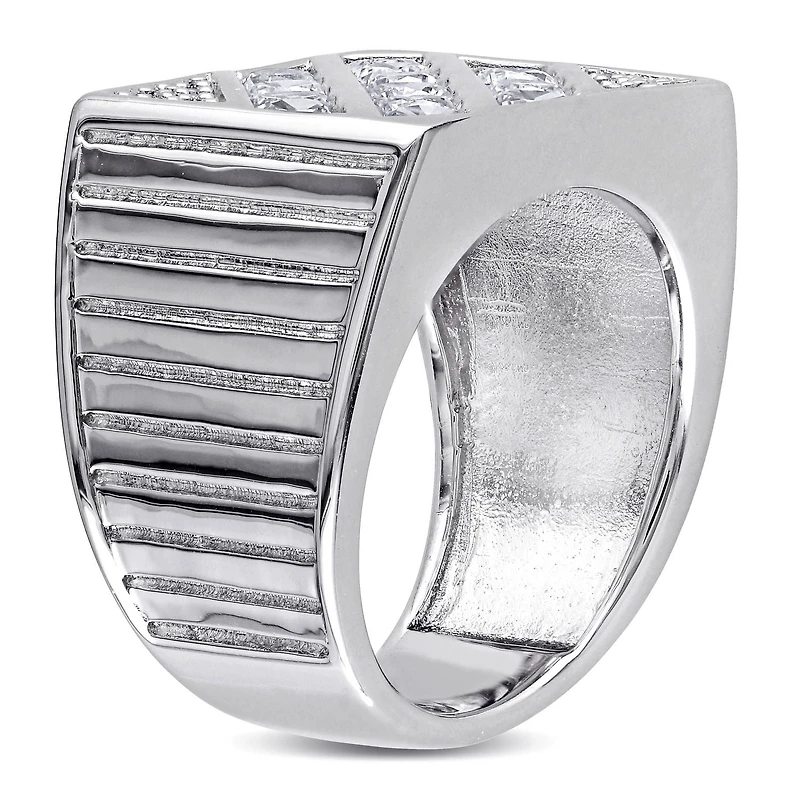 Miabella 1-4/5 Carat T.G.W. Created White Sapphire Sterling Silver Men's Ring