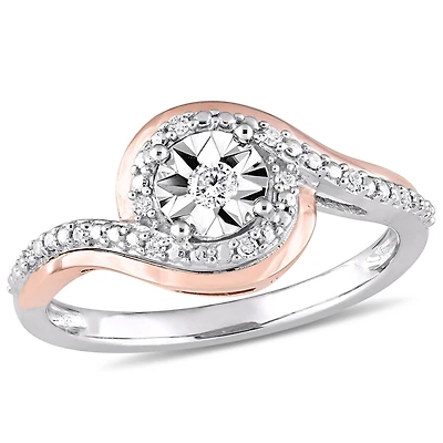 Bague de promesse torsadée Miabella avec diamants 1/10 CT poids total en or 10K double ton