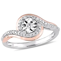 Bague de promesse torsadée Miabella avec diamants 1/10 CT poids total en or 10K double ton