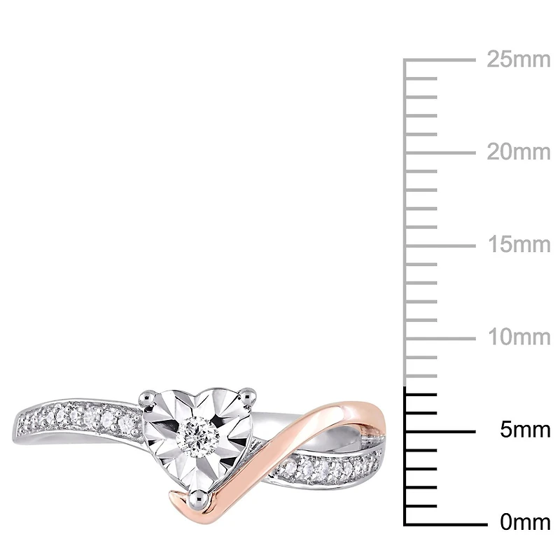 Bague de promesse torsadée Miabella avec diamants 1/10 CT poids total de forme cœur en or 10K double ton