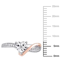 Bague de promesse torsadée Miabella avec diamants 1/10 CT poids total de forme cœur en or 10K double ton