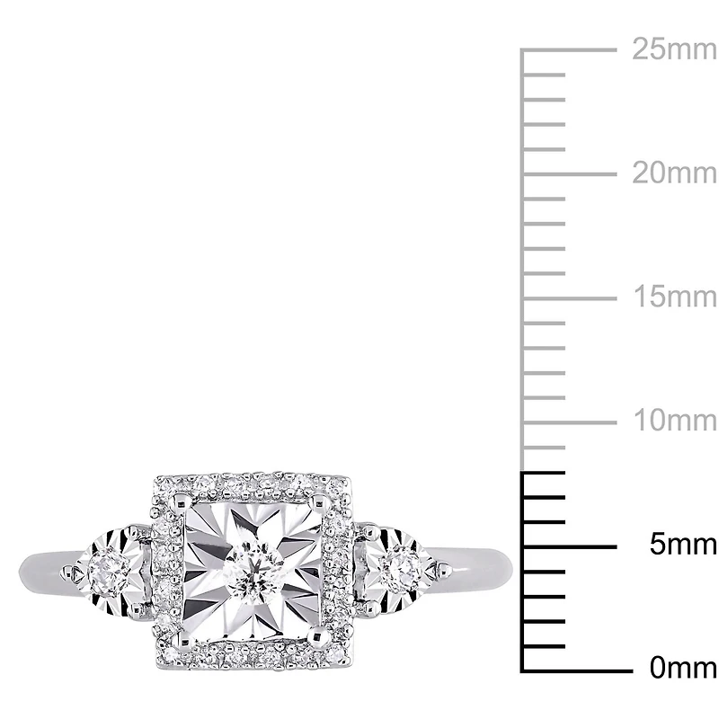 Miabella 1/6 Carat T.W. Diamond Three-Stone HALO Engagement Ring