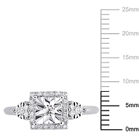 Miabella 1/6 Carat T.W. Diamond Three-Stone HALO Engagement Ring