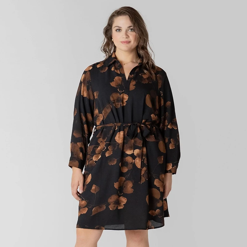 Devoted Long sleeve collared midi dress