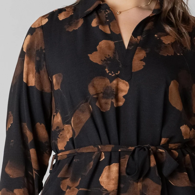 Devoted Long sleeve collared midi dress