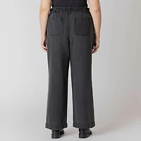 Devoted straight leg denim pants with elastic waist