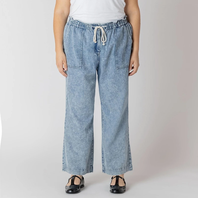 Devoted Pantalon en denim droit avec taille élastique