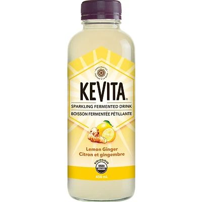 KeVita Boisson Fermentée et Pétillante Saveur de Citron et Gingembre, 450mL