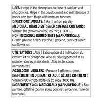 Spring Valley Vitamine D3, 1000 UI