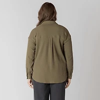 Devoted long sleeve button up thermal knit top