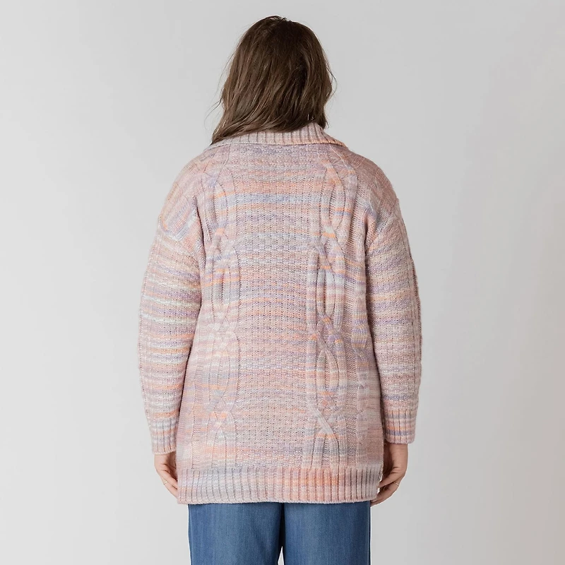 Devoted cardigan à manches longues boutonné en maille torsadée