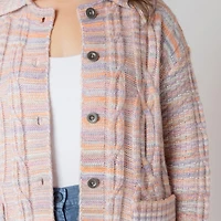 Devoted long sleeve button up cable knit cardigan