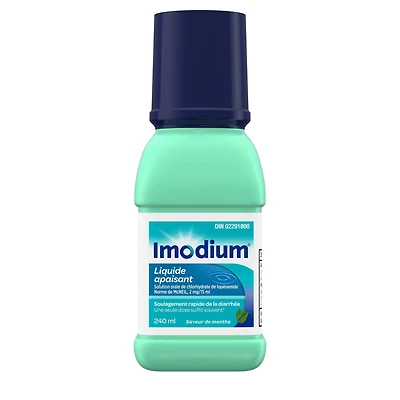 IMODIUM® Liquide apaisant, efficace de la diarrhée, à saveur de menthe. 240 ml