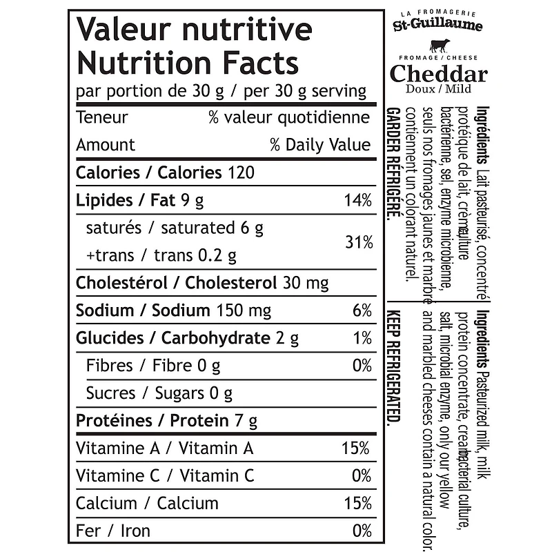 Fromagerie St-Guillaume 31% M.F. Mild Orange Cheddar