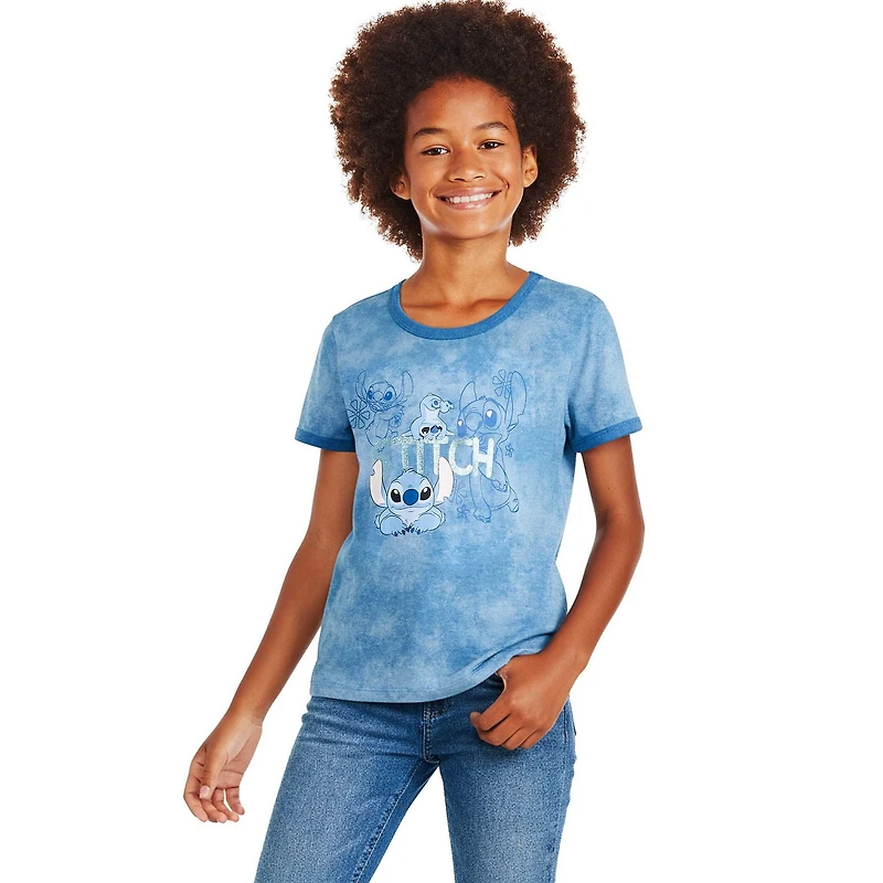 T-shirt à bordure contrastante Stitch Disney pour filles