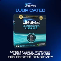 Préservatifs en latex de caoutchouc naturel lubrifié LifeStyles, 36 unités