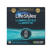 LifeStyles Lubricated Natural Rubber Latex Condoms, 36 Count, Natural Latex Condoms