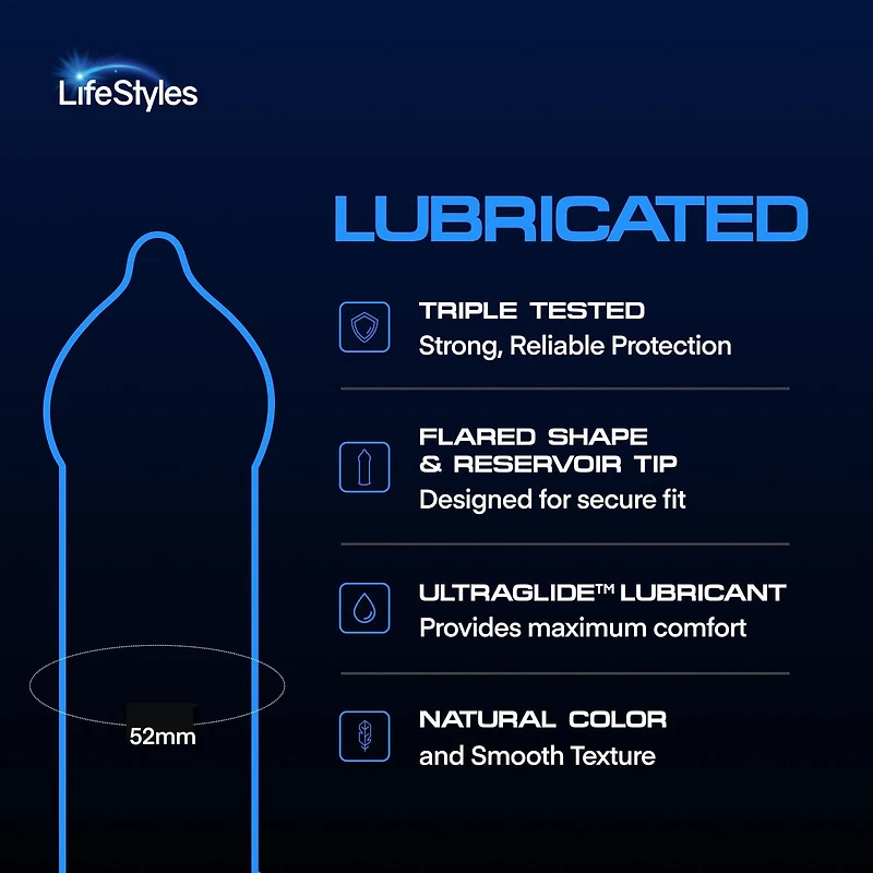 Préservatifs en latex de caoutchouc naturel lubrifié LifeStyles, 36 unités