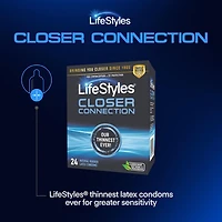LifeStyles Closer Connection Ultra Thin Natural Rubber Latex Condoms, 24 Count