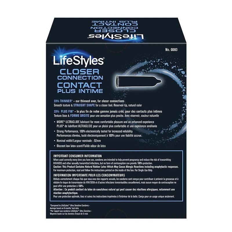 LifeStyles Closer Connection Ultra Thin Natural Rubber Latex Condoms, 24 Count