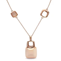 Tangelo 41 Carat T.G.W. Champagne CAT Eye Rose Rhodium-Plated Sterling Silver Necklace, 17"